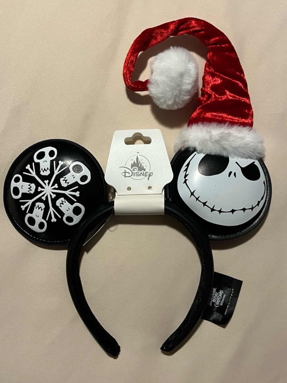Disney Nightmare Before Christmas Jack Skellington Santa Hat Ear Halloween